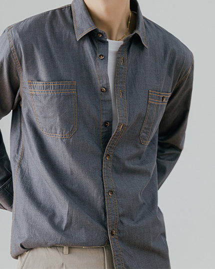 American Retro Denim Shirt Men's Cotton