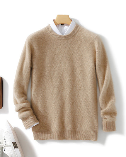 Pure Wool Sweater Men's Loose Round Neck Sweater Casual Thickening Knitted Bottoming Shirt
