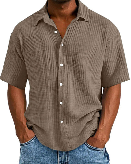 Spring And Summer Men's Short-sleeve Lapel Shirt Double Layer Champray