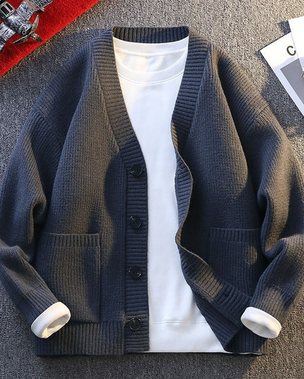 High-end V-neck Knitted Cardigan Coat Men