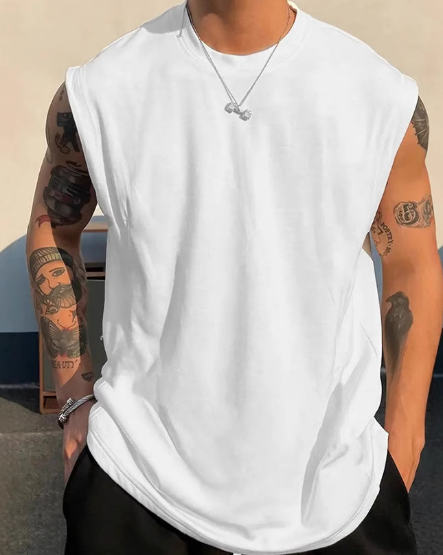 Men's Loose Pullover Solid Color Tank Top Sleeveless T-shirt