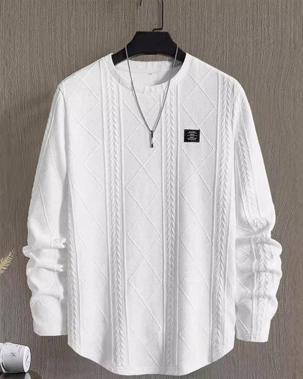 Men's Letter Chest Detail Casual Loose Round Neck Pullover Long Sleeve
