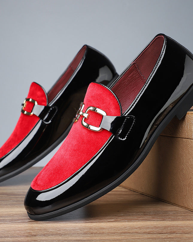 Men's Glossy Pointed British Style Frosted Suede Business Casual Leather Shoes