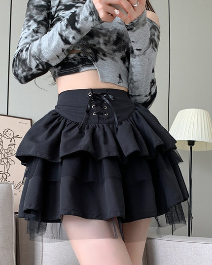 Niche Jk High Waist Mesh Skirt