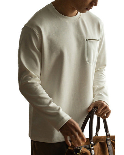 Contrast Color Pocket Pullover Long Sleeve Men's Spring Bottoming