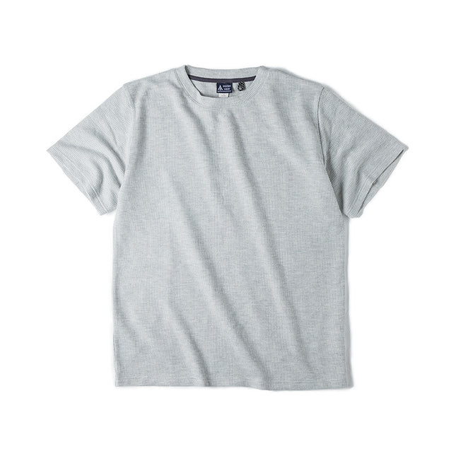 Waffle Round Neck Knitted Short Sleeve T-shirt Half Sleeve Bottoming Shirt