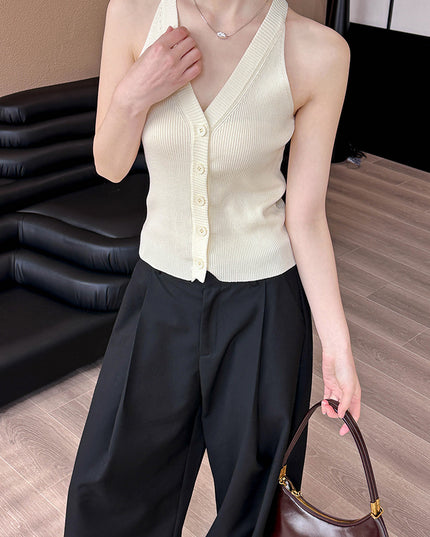 Korean Style Loose V-neck Sleeveless Knitwear