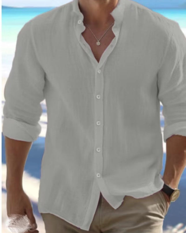 Men's Linen Button Summer Beach Shirt