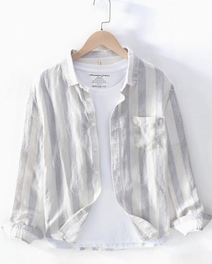 Spring And Summer Thin Youth Long Sleeve Men's Hong Kong Style Shirt