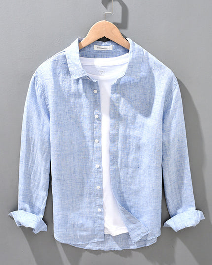 Linen Breathable Shirt Solid Color Loose Men