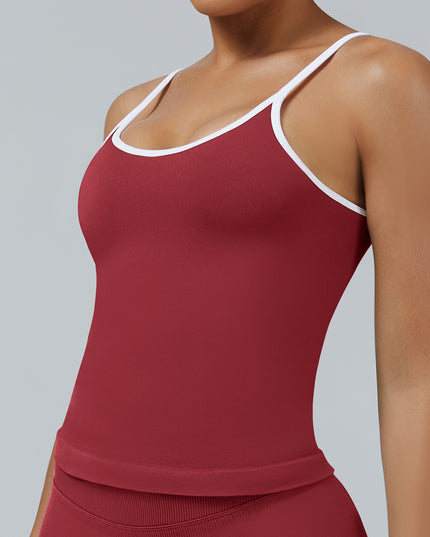 Women's Tight Contrast Color Sports Vest Backless Workout Clothes