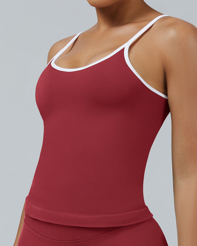 Women's Tight Contrast Color Sports Vest Backless Workout Clothes