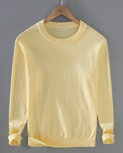 Men's Top Pullover Inner Stretch Rib Round-neck Sweater