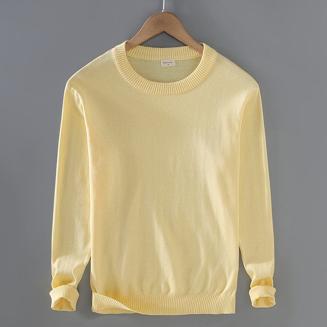 Men's Top Pullover Inner Stretch Rib Round-neck Sweater