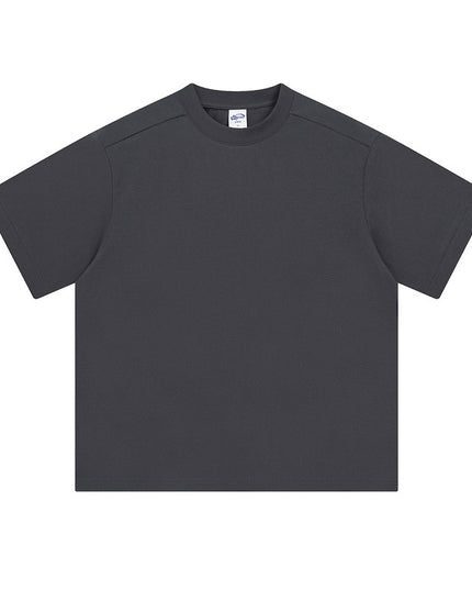 Retro Patchwork Short Sleeve Pure Color Minimal Versatile T-shirt For Men And Women
