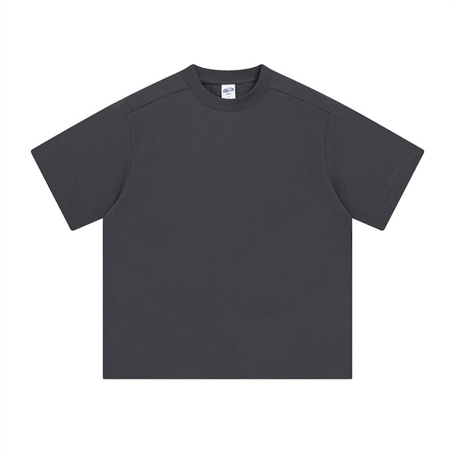 Retro Patchwork Short Sleeve Pure Color Minimal Versatile T-shirt For Men And Women