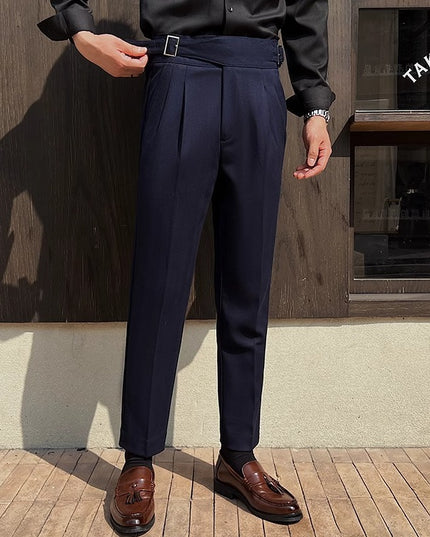 High-rise Thick Dark Striped High Waist Casual Pants