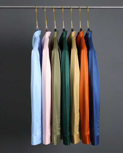 Elastic Silk Men's Long-sleeved Non-ironing Solid Color Breathable Shirt