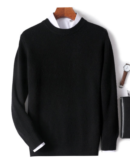 Men's Thickened Pullover Sheep Fur Sweater Loose Round Neck Solid Color Sweater