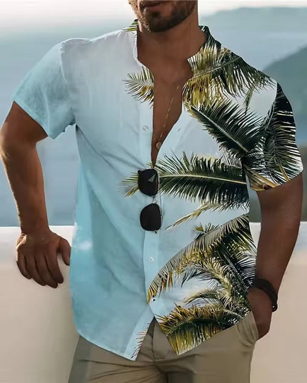 Men's Shirt Printed Beach Short Sleeve Top
