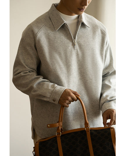 Half Zipper And Lapel Sweater For Men Spring And Autumn New
