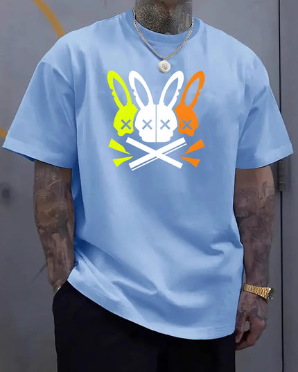 Fashion Unique Rabbit Skull Printed Men's T-shirt