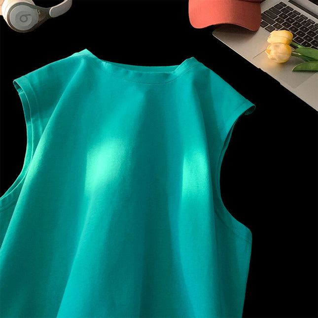 Men's Loose Pullover Solid Color Tank Top Sleeveless T-shirt