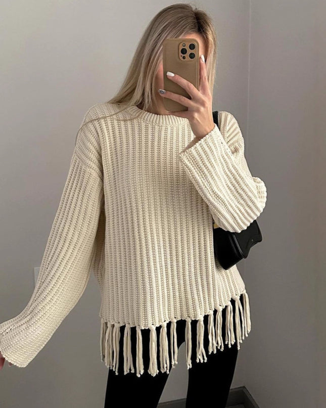 Casual All-match Solid Color Knitted Top For Women