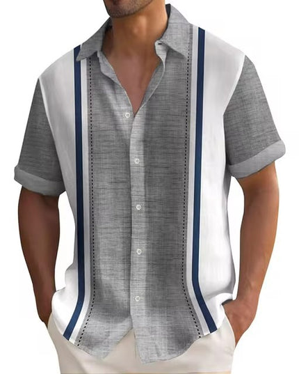 3D Digital Printing Summer Striped Shirt Male