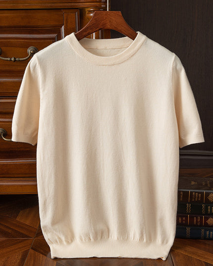 Men's Short-sleeved T-shirt Korean-style Trendy Round Neck Half-sleeve Sweater