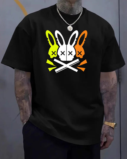 Fashion Unique Rabbit Skull Printed Men's T-shirt