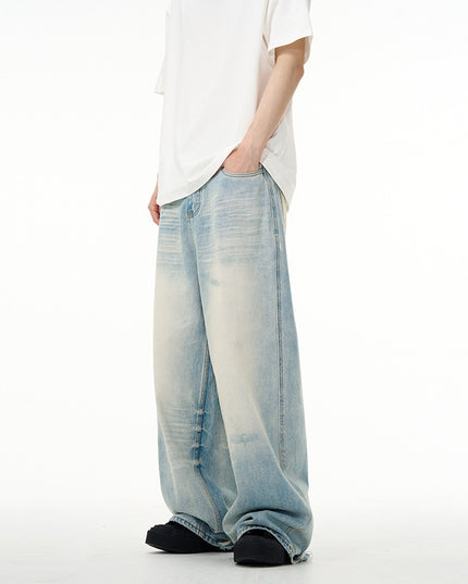 Water Washed Hole Wide Jeans For Men And Women