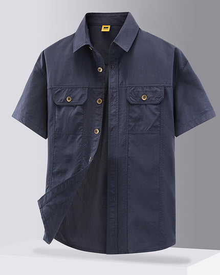 Casual Solid Color Workwear Shirt Men