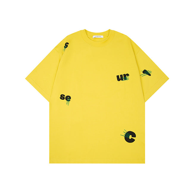 Men's Cotton Embroidery Simple Loose Leisure Pullover Short Sleeve Ins