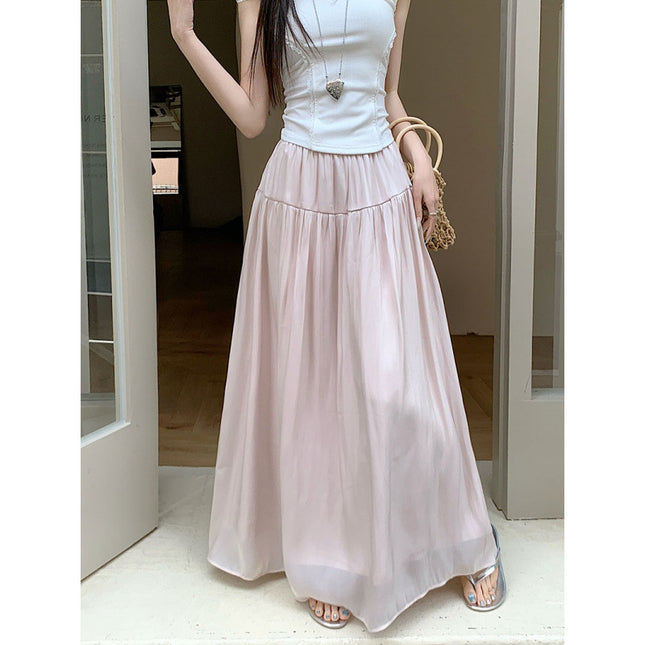High Waist Slimming Draping Large Swing Skirt