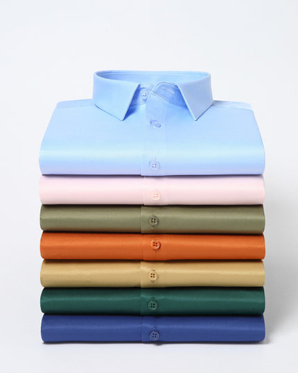 Elastic Silk Men's Long-sleeved Non-ironing Solid Color Breathable Shirt