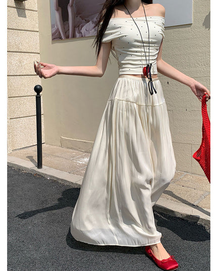 High Waist Slimming Draping Large Swing Skirt