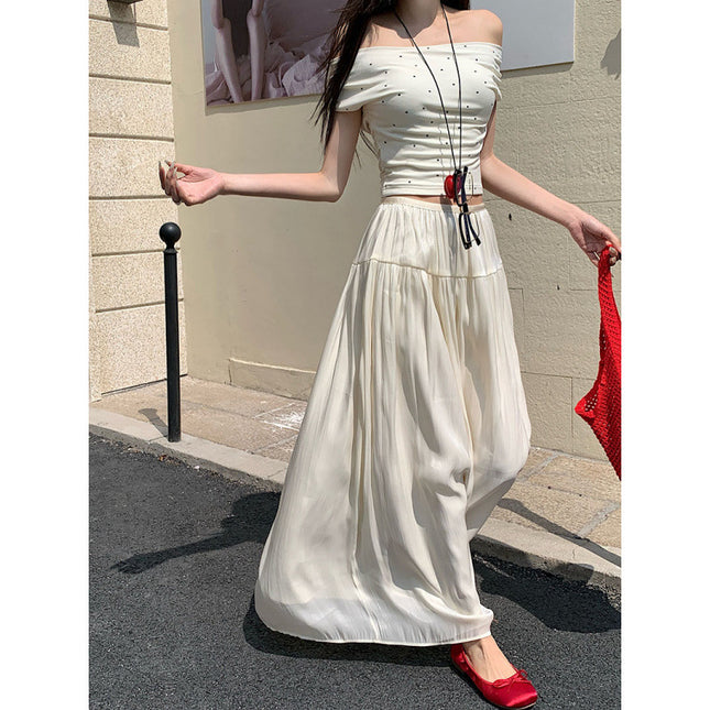 High Waist Slimming Draping Large Swing Skirt