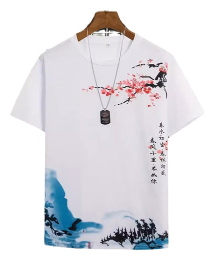 Men's Round Neck Cotton Short-sleeved T-shirt Digital Creative Printing