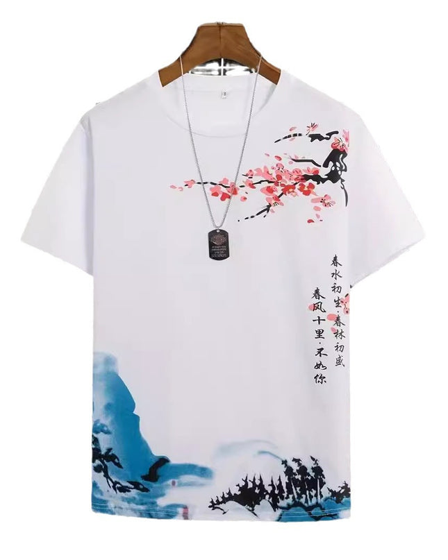Men's Round Neck Cotton Short-sleeved T-shirt Digital Creative Printing