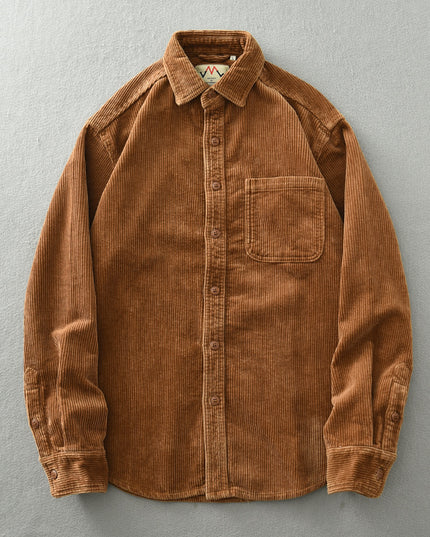 Men's Retro Loose Corduroy Long Sleeve Casual Cotton Shirt