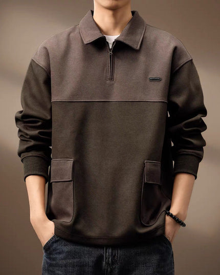 High-end Plaid Texture American Polo Shirt