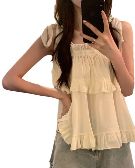 Niche Strap Vest Female Western Style Youthful-looking Sweet Outerwear Top