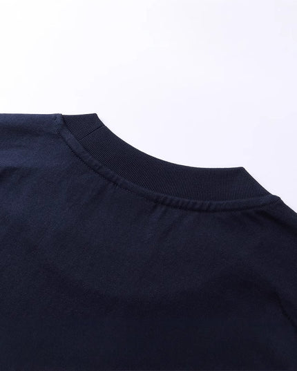 Retro Patchwork Short Sleeve Pure Color Minimal Versatile T-shirt For Men And Women