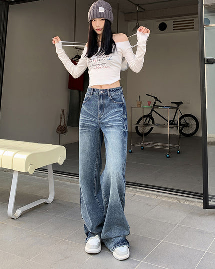 Women's Straight Loose American Retro Wide Leg Jeans
