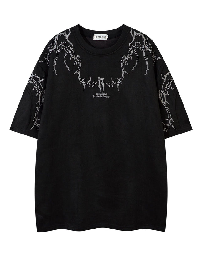 Summer Suede T-shirt Thorn Embroidery Short Sleeve