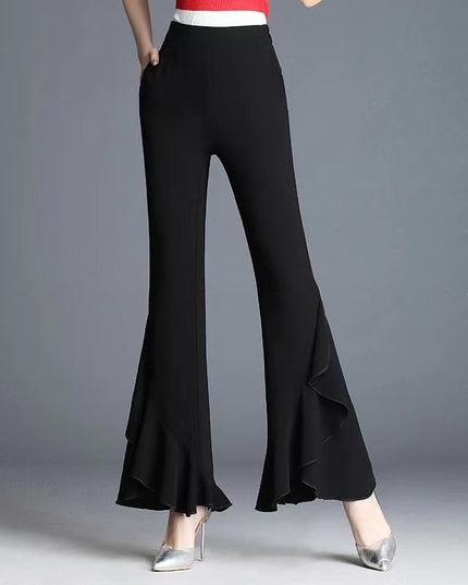 Spring And Summer New High Waist Black Bell-bottoms
