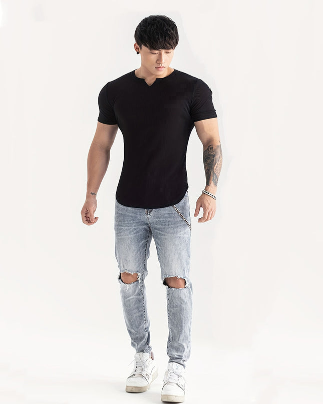 Quick-drying Striped Thin Fashion Slim-fit Short Sleeve