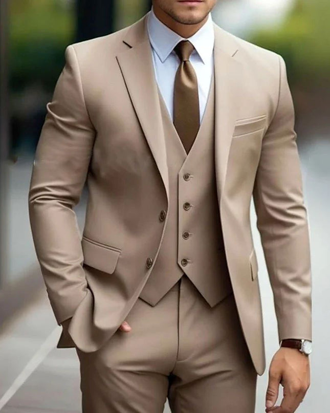 Business Casual Men's Three-piece Suit For Bridegroom Men's Wedding