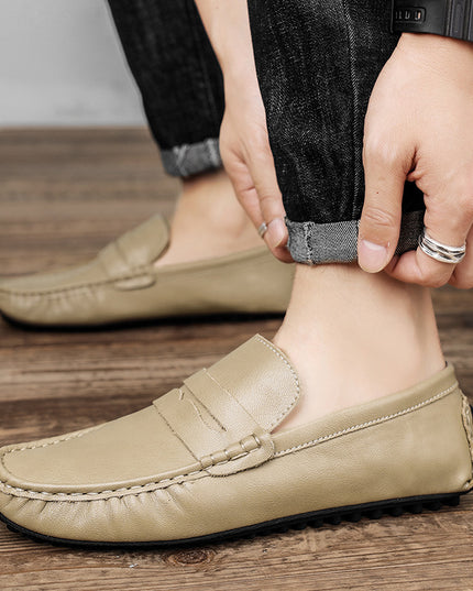 Men's Fashion British Leather Beanie Shoes